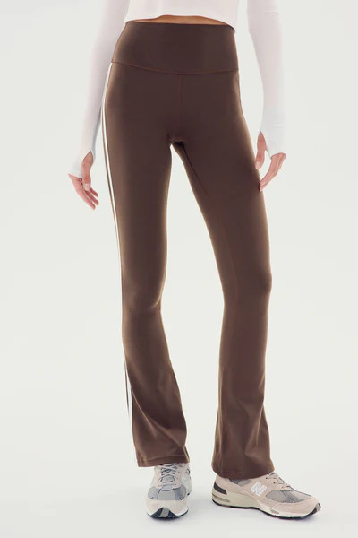 Raquel High Waist Flared Legging - Dark Chocolate/White | SPLITS59 | Splits59.com