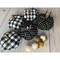 Farmhouse Style Fabric Pumpkins, Plaid Black Buffalo Pumpkin Decor, Fall Decor | Etsy (US)