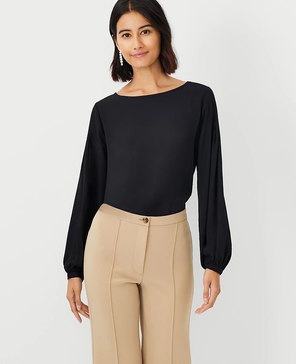 Boatneck Pleated Sleeve Top | Ann Taylor (US)
