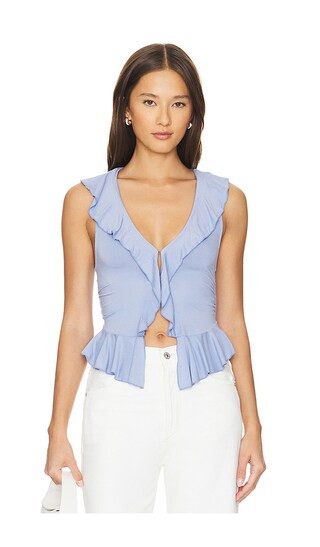 Ruffle Me Away Tank in Blue Heron | Revolve Clothing (Global)