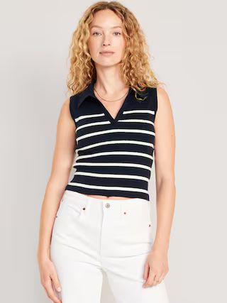 Rib-Knit Crop Polo Sweater | Old Navy (US)