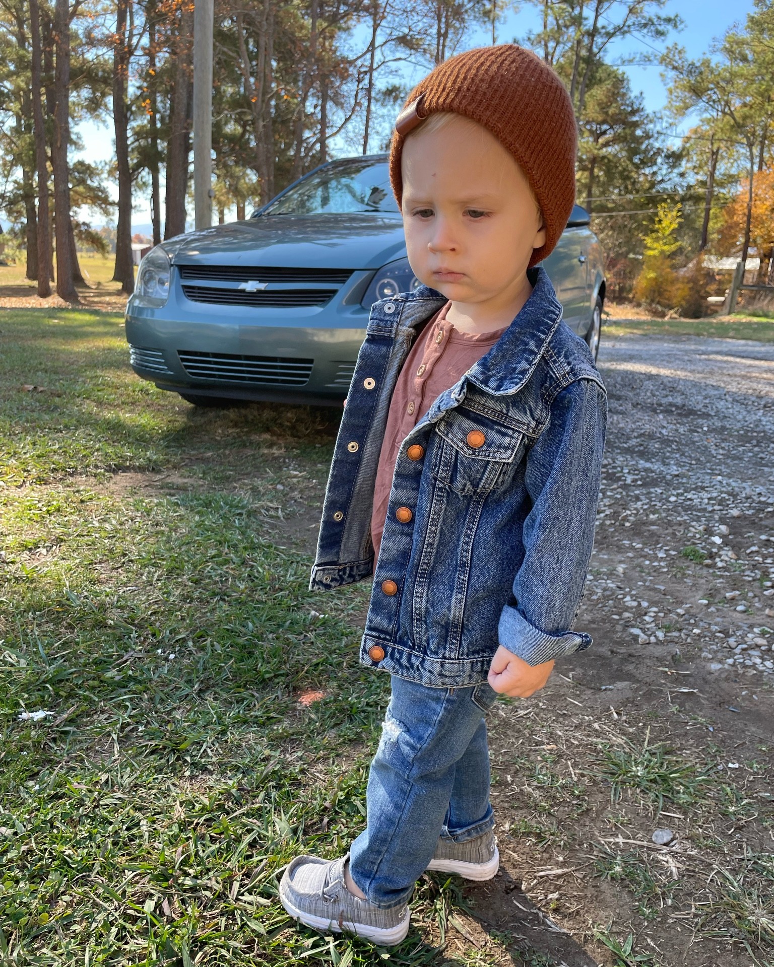 What a cool day for a Jean style. Jean jacket with distressed jeans and a cute brown beanie with a brown soft tee  

#LTKkids #LTKunder100 #LTKSeasonal