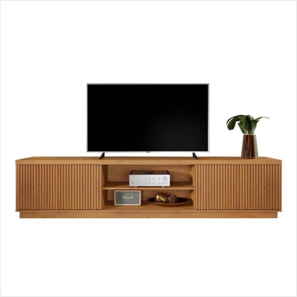 Rack Arezzo 2 Portas Tv Até 75 Polegadas Mavaular naturalle Bronze | Madeira Madeira (BR)