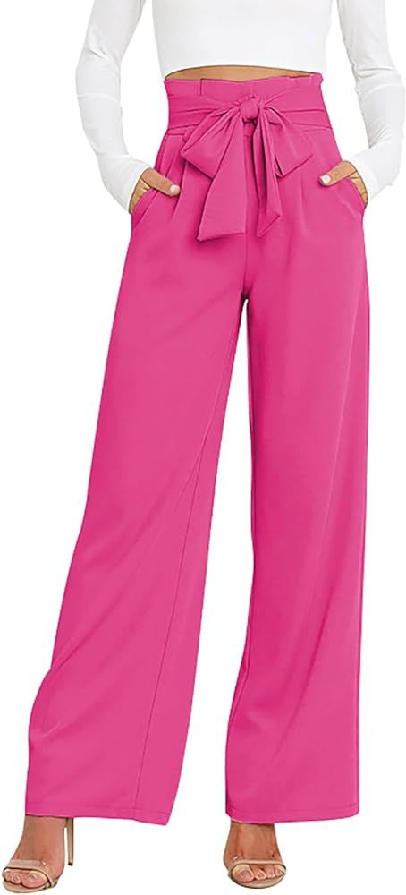 GUOLEZEEV High Waist Wide Leg Pants for Women Business Casual Outfits Dress Pants | Amazon (US)