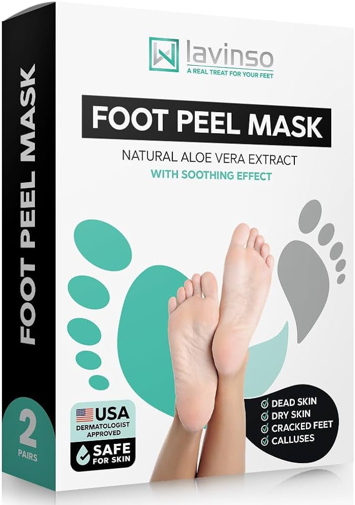 Lavinso Foot Peel Mask for Dry Cracked Feet – 2 Pack Dead Skin Remover and Callus - Exfoliating... | Amazon (US)