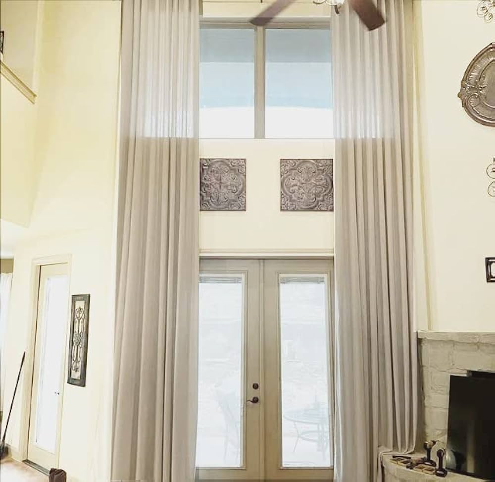 Amazon.com: Ikiriska Extra Long Natural Linen Curtain (1 Panel) Custom Made Drape 9 10 11 12 13 1... | Amazon (US)