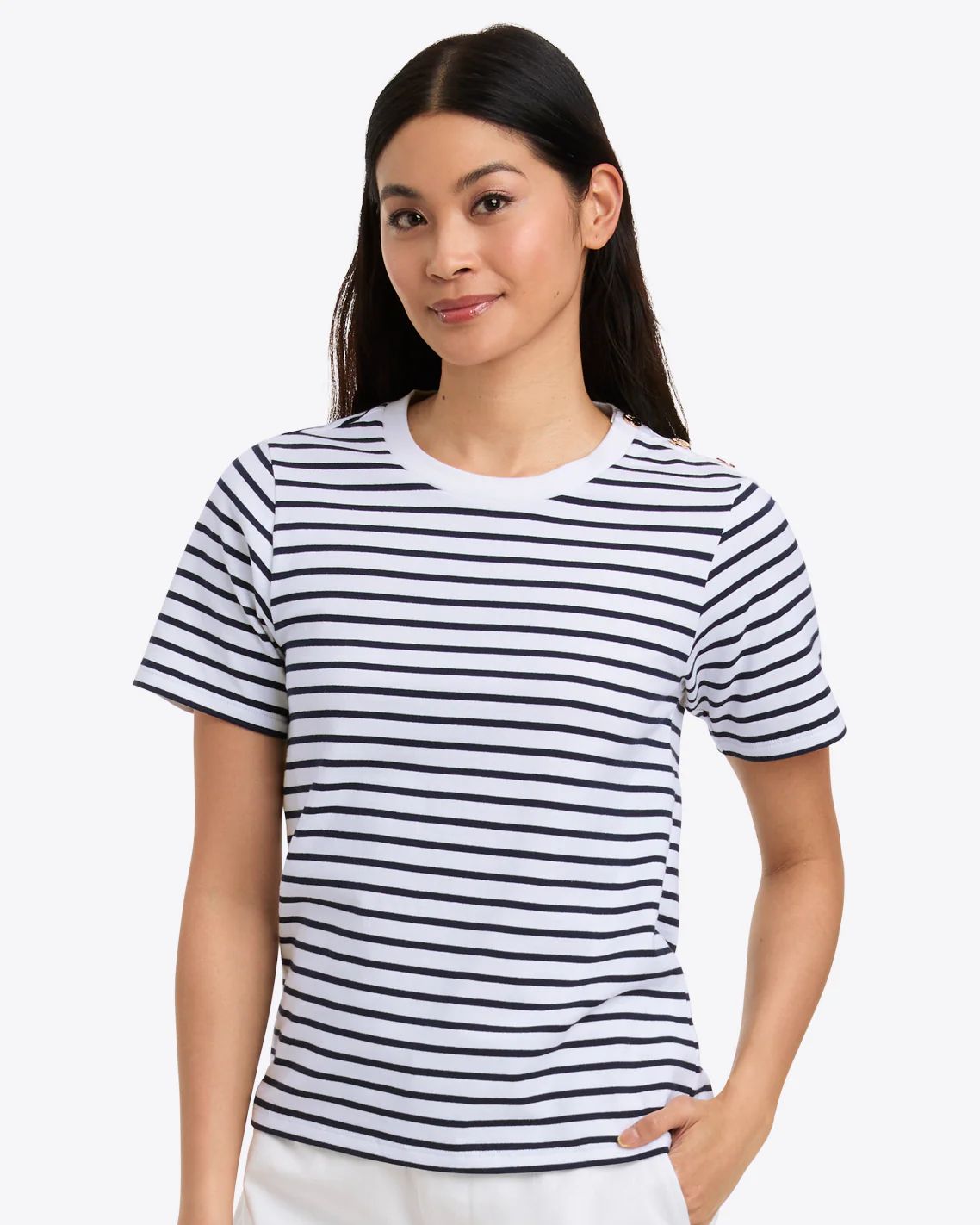 Crewneck T-Shirt in Nautical Stripe | Draper James (US)