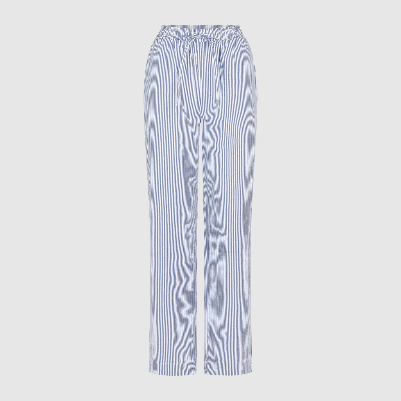 STRIPED COTTON WIDE LEG TROUSERS - BLUE / WHITE | WAT The Brand