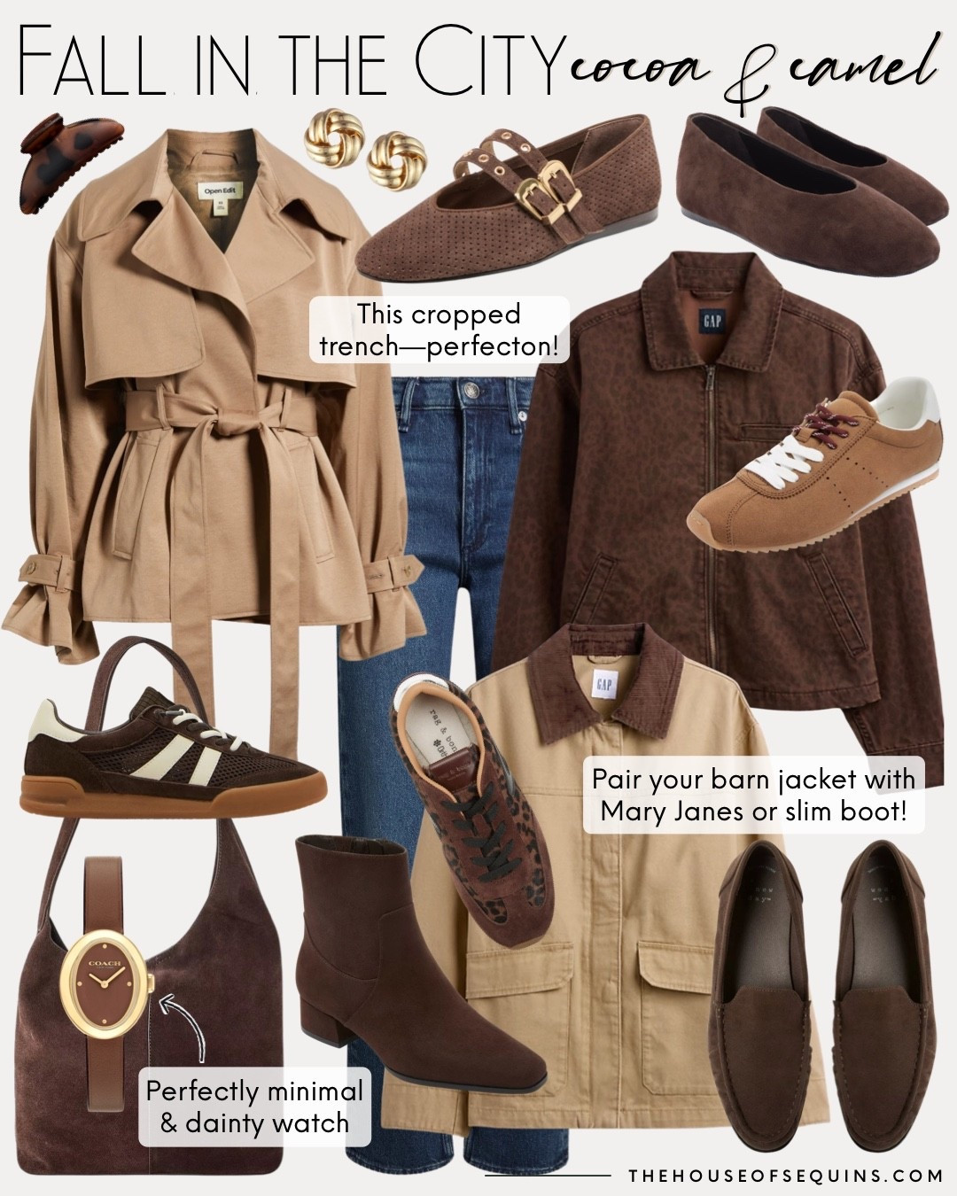 Shop fall outfit new arrivals! Nordstrom sale, target shoes, chocolate suede sneakers, suede bag, suede loaders, Mary Jane flats, cropped trench, Coach watch, barn jacket, utility jacket, leopard jacket, leopard Ugg tazz caspian, suede boots, designer inspired looks for less and more! 

#LTKItBag #LTKStyleTip #LTKShoeCrush