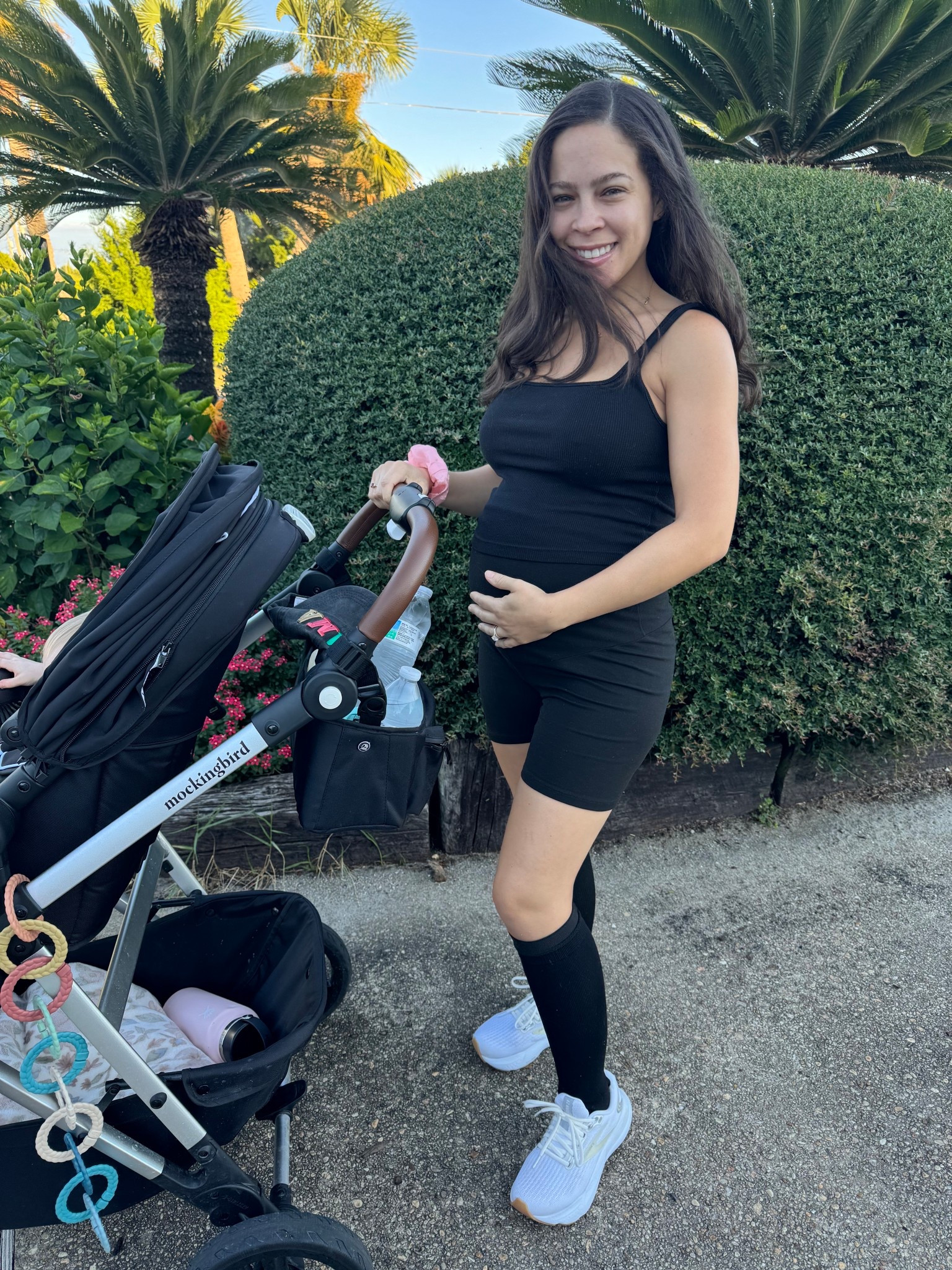 My uniform lately lol …  yoga shorts and compression socks 🖤

#LTKActive #LTKBaby #LTKPetite