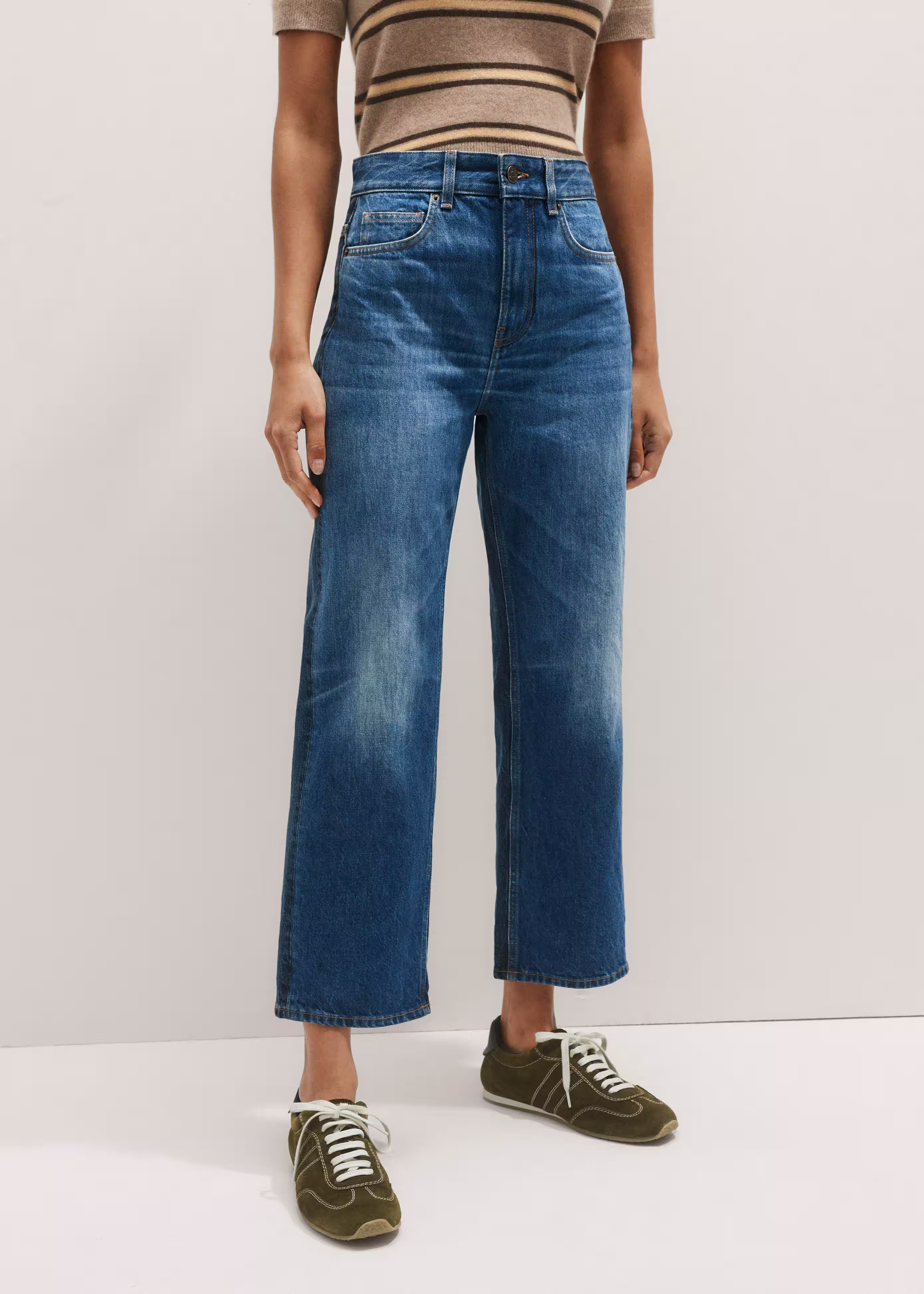 Two-Tone Straight Crop Jean Italian Denim | ME+EM Global (Excluding US)