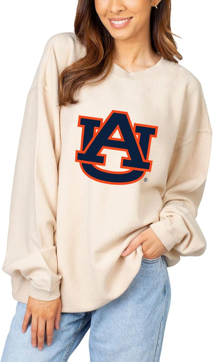 Amazon.com: chicka-d NCAA Auburn Tigers Womens Corded Crew Sweatshirt, Natural, Large, 443_NC_PL ... | Amazon (US)