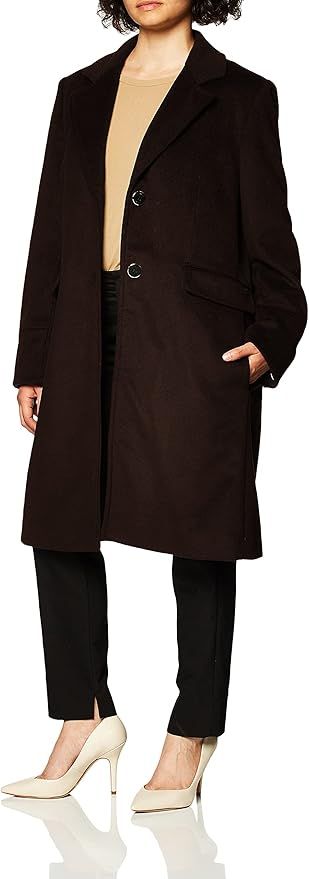 Calvin Klein Womens Button Front Single Breasted Wool Coat | Amazon (US)