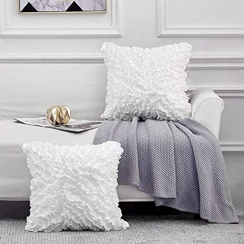 Leeden 18x18 Throw Pillow Covers Set of 2, Decorative Square Boho Pillowcases, White Cushion Case... | Amazon (US)
