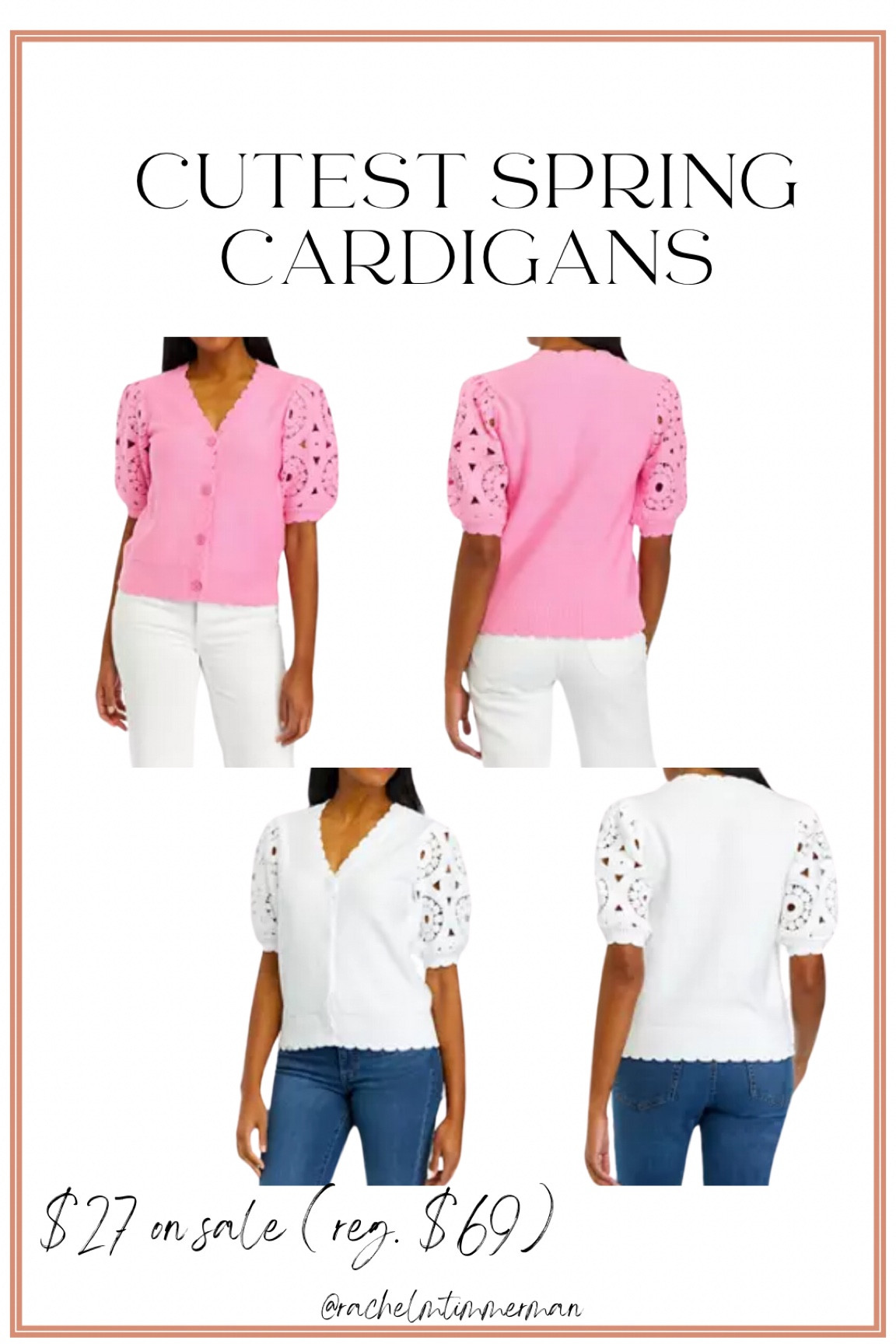 I am obsessed with the sleeve details of these cute spring cardigans! It comes in both pink and white. It’s on sale for $27, regular $69.

Belk. Crown and ivy. LTK under 50. Spring style. 