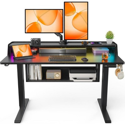 Electric Standing Desk, 48X24 In Adjustable Sit Stand Desk with Bookshelf Monitor Stand, Standing Gaming Desk with LED Light Strip | Target