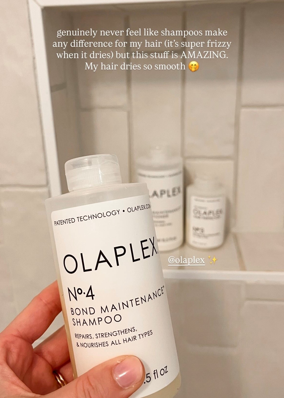 these olaplex products are genuinely so amazing my hair dries so much smoother than it usually does 