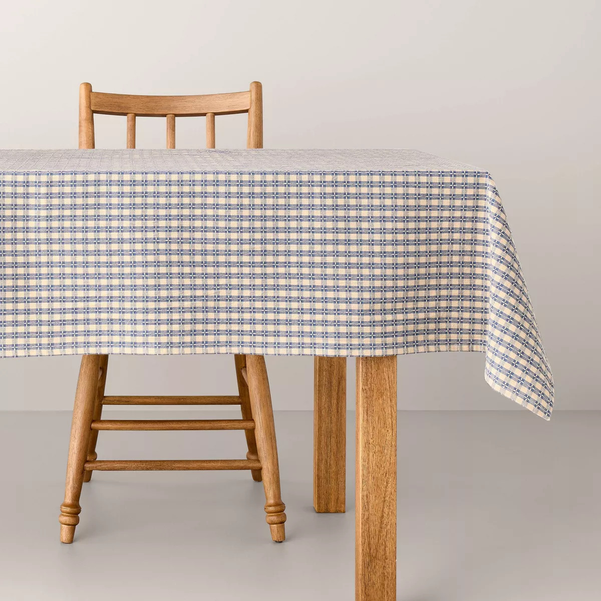 60"x84" Textured Gingham Tablecloth Blue/Natural - Hearth & Hand™ with Magnolia | Target