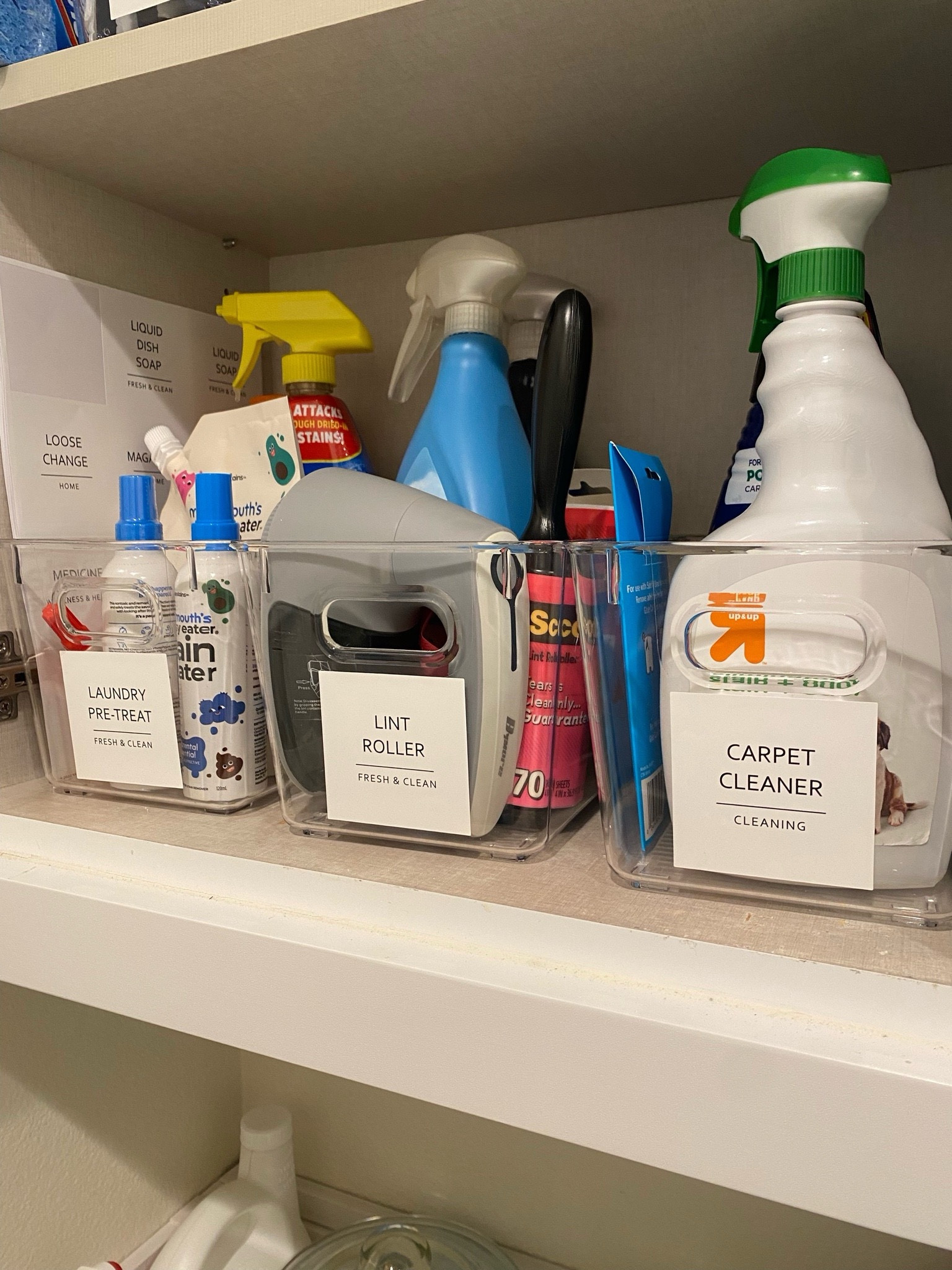 Laundry room organization 🧺

Amazon home, clear storage bin, laundry room storage, storage labels, laundry labels, home organization, neutral home, organized home, organization tips 

#LTKFindsUnder50 #LTKWatchNow #LTKHome