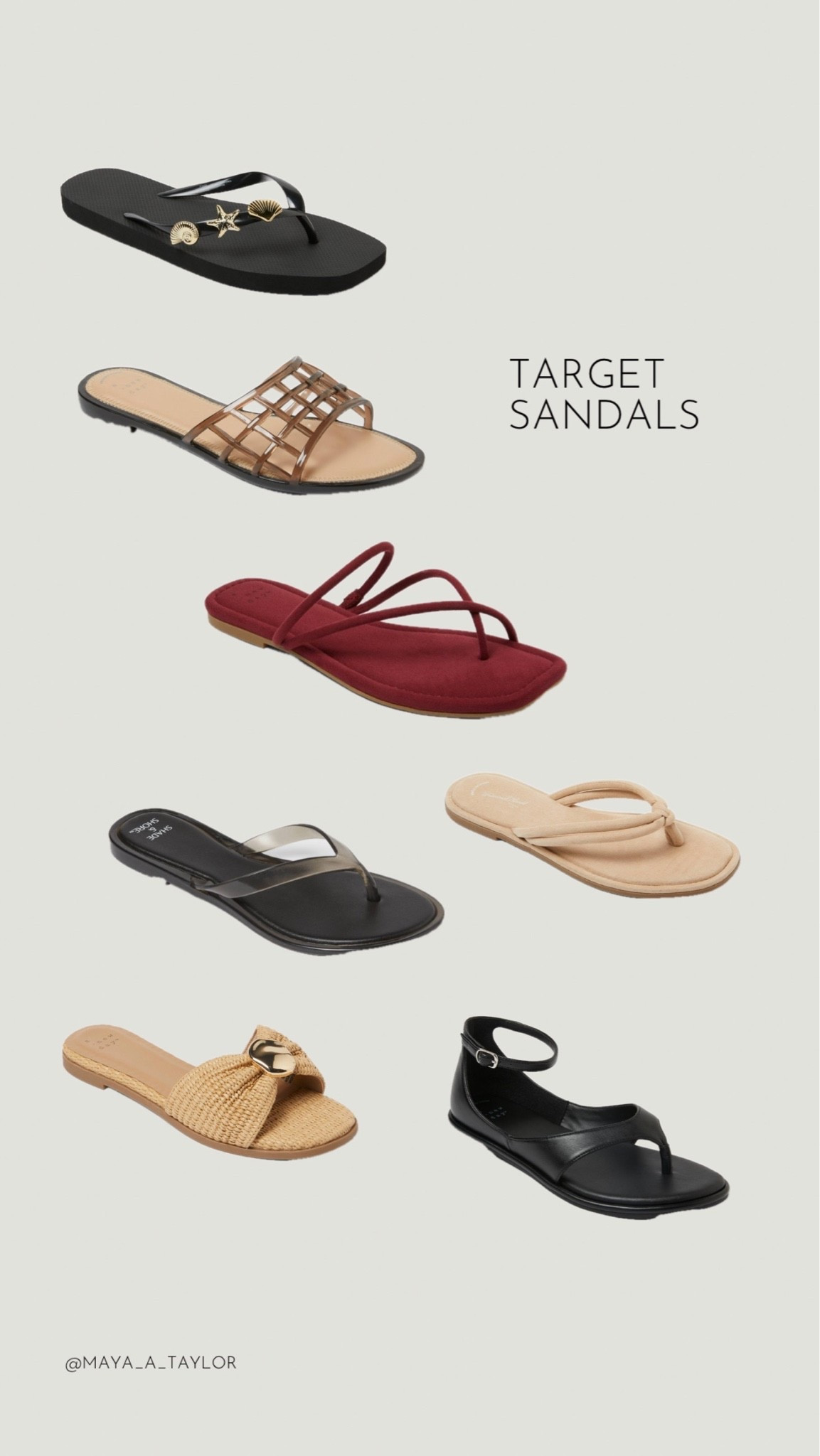 target sandals i’m eyeing 😍 love the burgundy ones, the jelly style & the charm flip flops

#LTKSeasonal #LTKSaleAlert #LTKootd