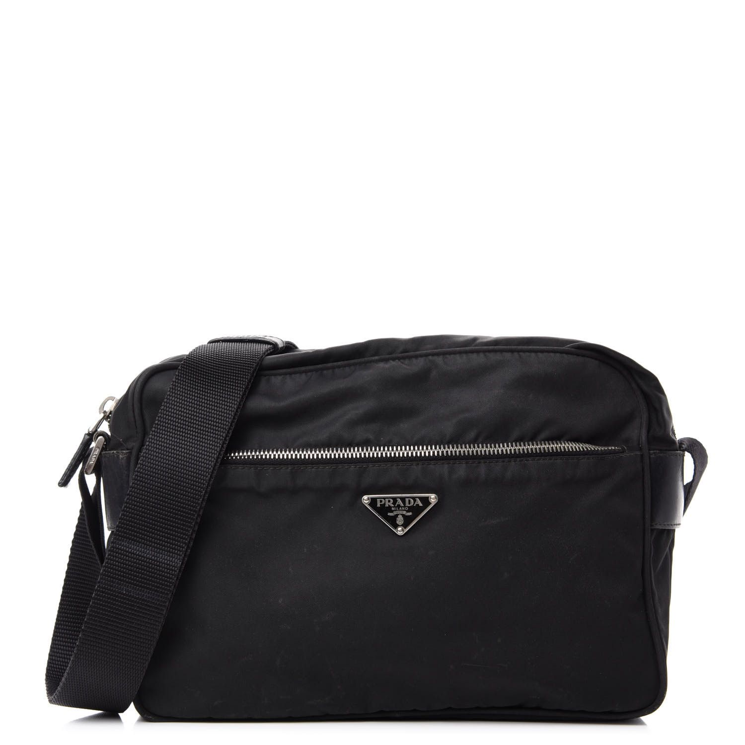 PRADA Nylon Tessuto Messenger Bag Black | FASHIONPHILE | Fashionphile