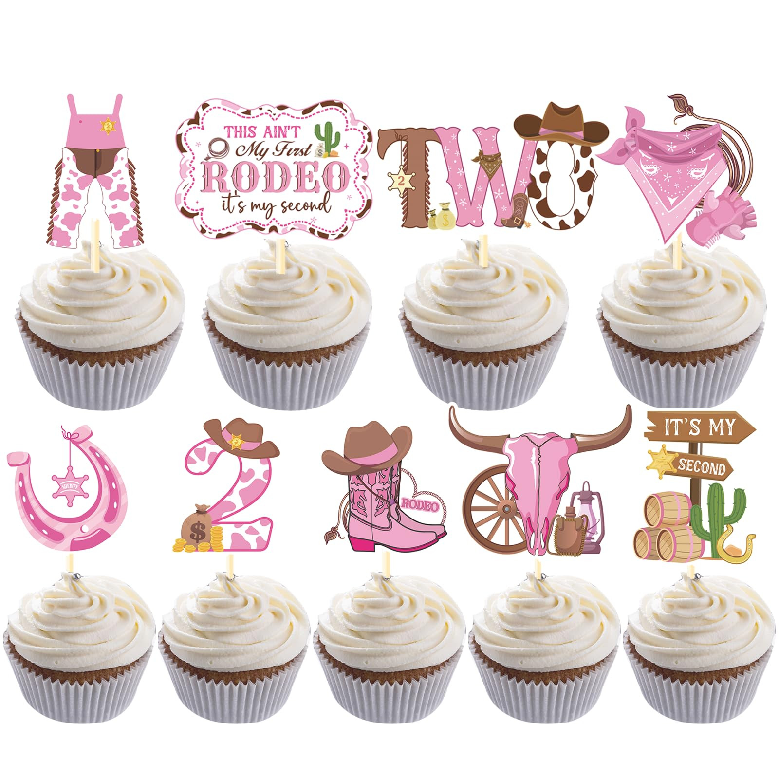 This Ain't My First Rodeo It's My Second Cupcake Toppers, Cowgirl 2nd Birthday Party Cake Decorat... | Amazon (US)