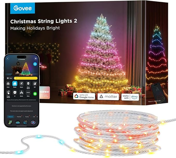 Govee Christmas Lights 2, RGBWIC 99FT 300LEDs Christmas Tree Lights with Shape Mapping Function, ... | Amazon (US)
