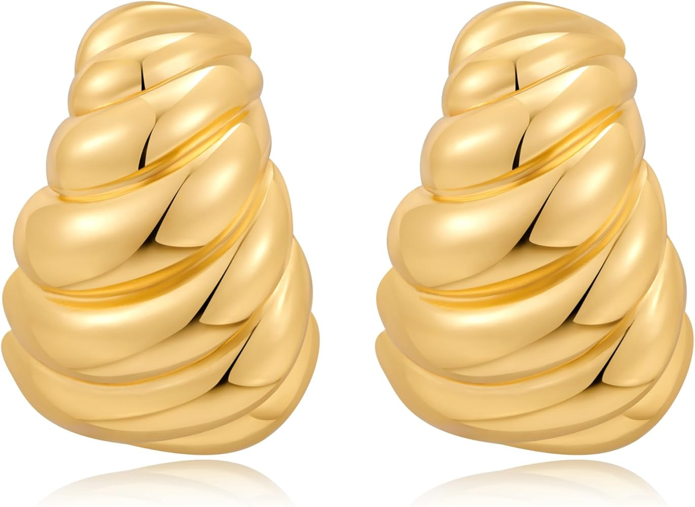 Gold Silver Big Oval Dome Circle Square Ball Wide Hoop Earrings Geometry Statement Earrings for W... | Amazon (US)