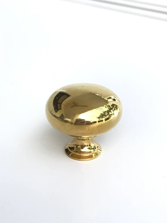 Unlacquered Brass Cabinet Knobs "Eloise" Round Knob - Kitchen Drawer Pull | Etsy (US)