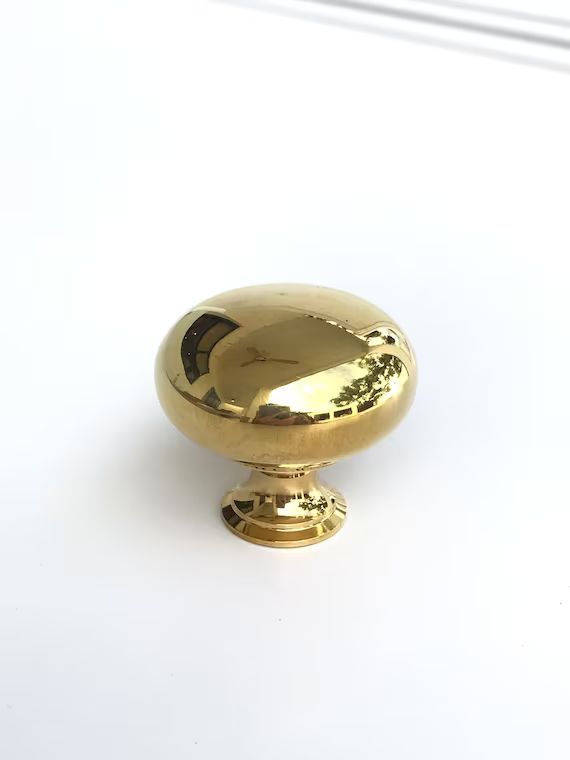 Unlacquered Brass Cabinet Knobs eloise Round Knob - Etsy | Etsy (US)