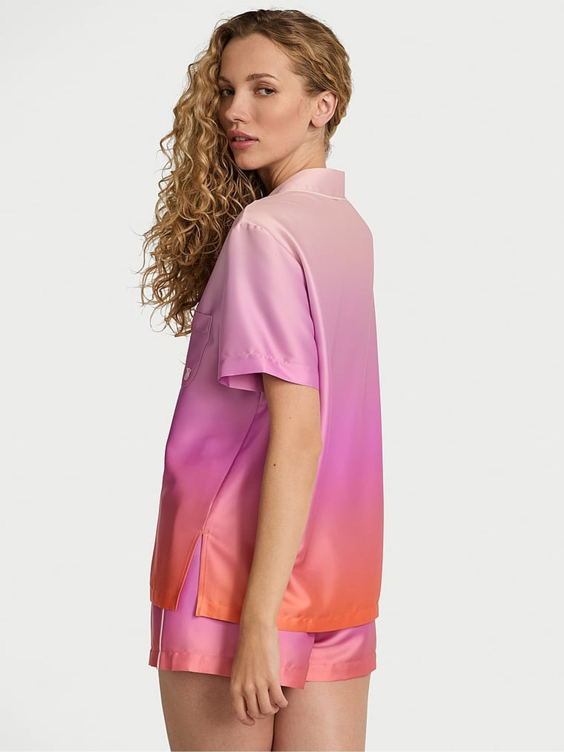 Pink Ombre Satin Short Pyjama Set | Victoria's Secret UK | Victoria's Secret UK