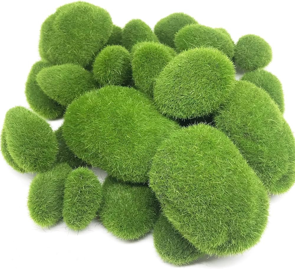 Woohome 30 PCS 3 Size Artificial Moss Rocks Decorative, Green Moss Balls, Fake Moss Decor for Flo... | Amazon (US)