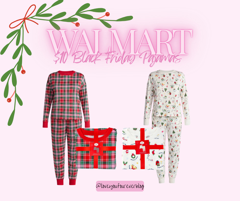 $10 Black Friday Pajamas. Great option for a Christmas pajama party. Super cozy option. Affordable, budget-friendly Walmart fashion find for busy moms. 

 #LTKCyberWeek #LTKGiftGuide #LTKHoliday