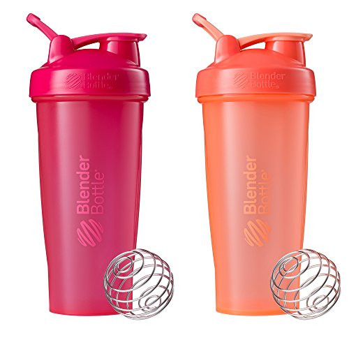 BlenderBottle Classic Shaker Bottle Perfect for Protein Shakes and Pre Workout, All Pink and Coral , 28-Ounce (Pack of 2) | Amazon (US)