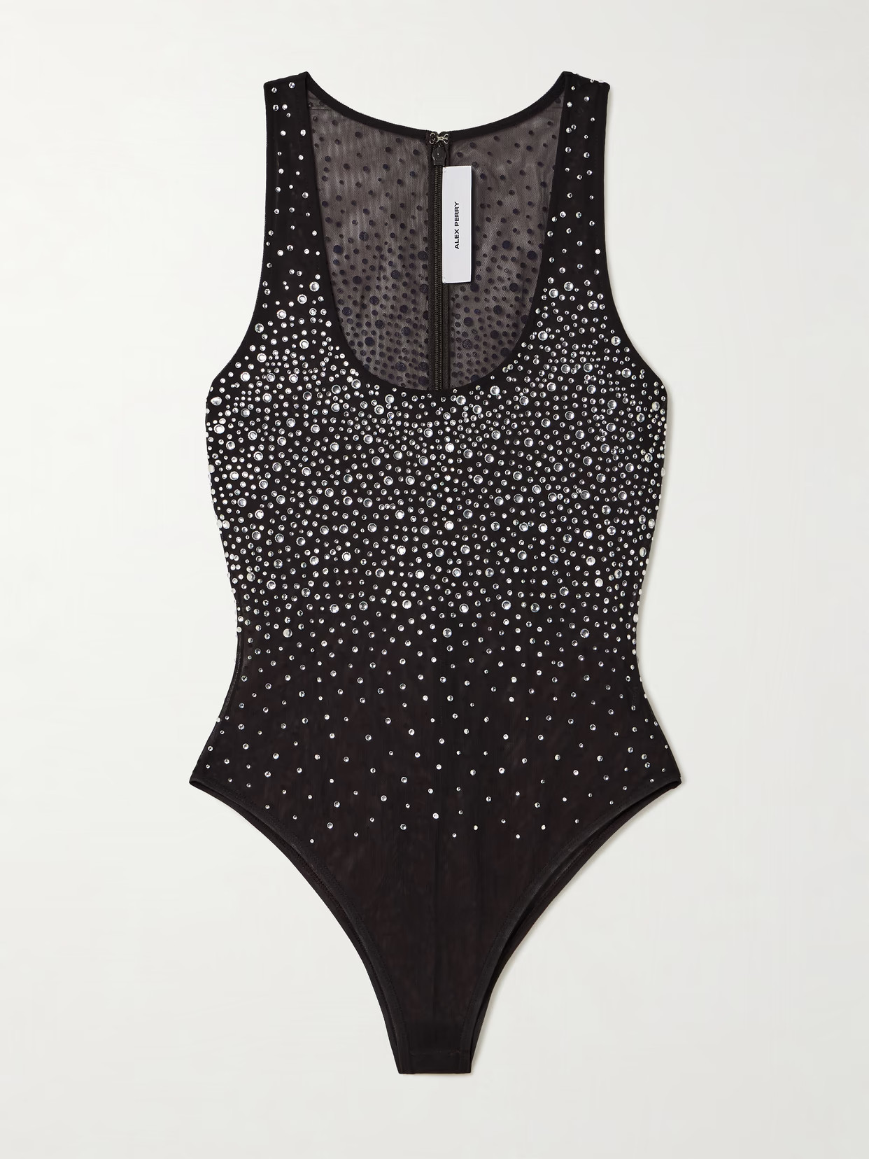 Alex Perry - Crystal-embellished Stretch-mesh Bodysuit - Brown | NET-A-PORTER (US)