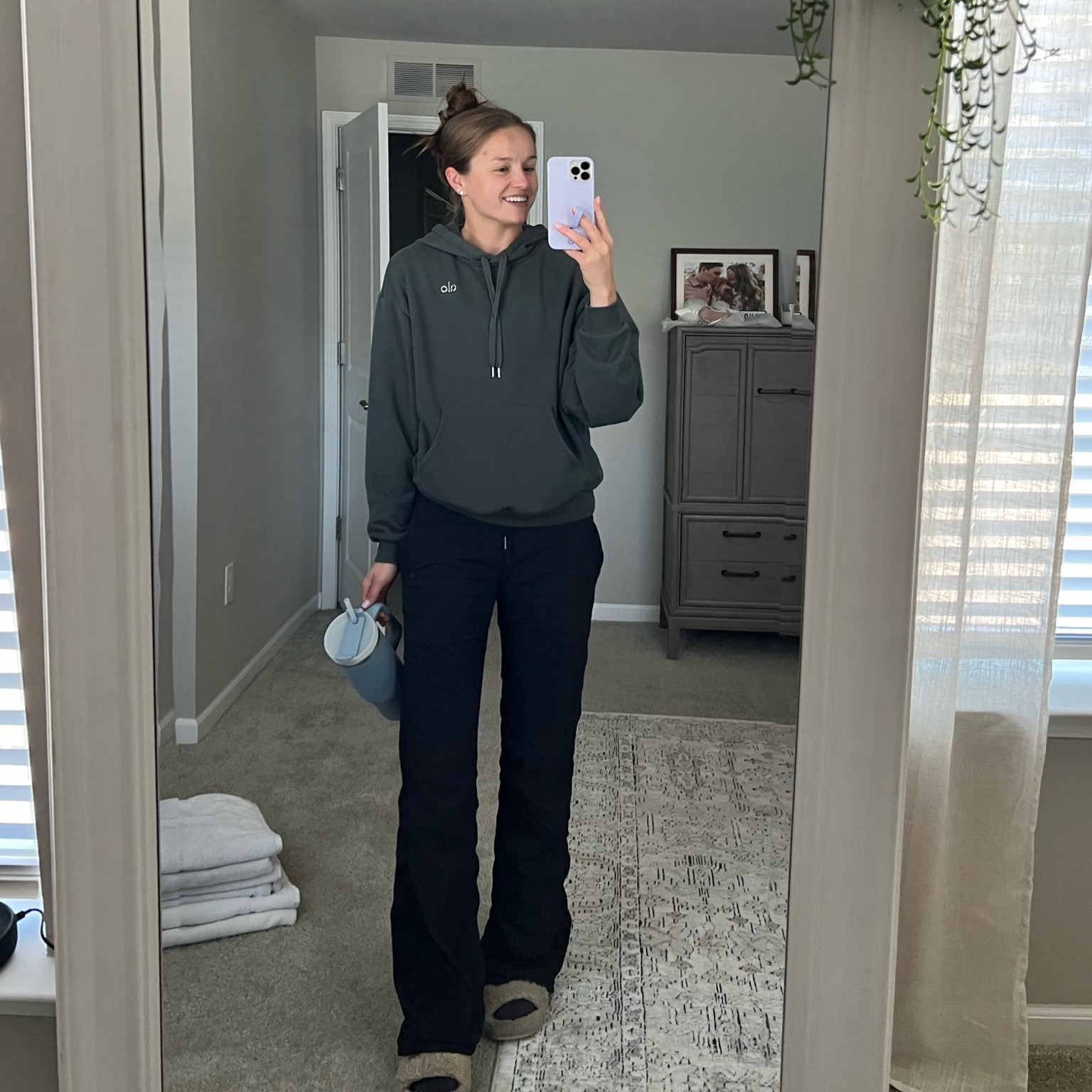 casual WFH fit — size Small hoodie; size 6 studio pants and comfy socks + thong. 

#LTKfindsunder100 #LTKSeasonal #LTKtravel