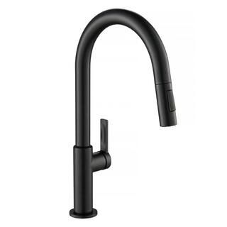 Oletto Single-Handle Pull-Down Sprayer Kitchen Faucet in Matte Black | The Home Depot
