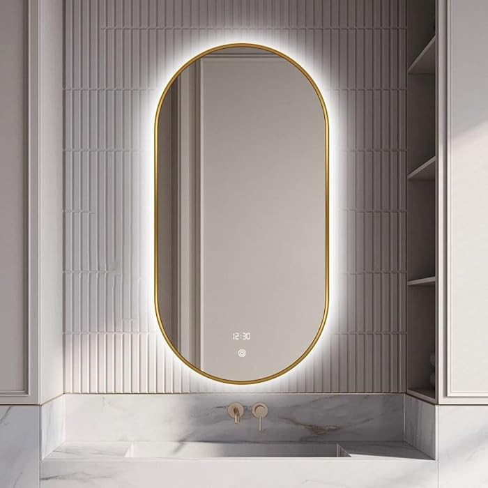 TEMKIN LED Backlit Oval Bathroom Decorative Mirror Vanity Mirror Wall Mounted Framed Mirror Vanit... | Amazon (US)