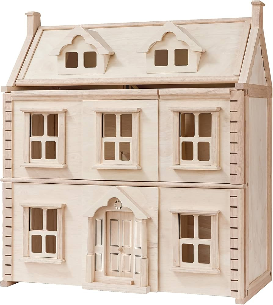 PlanToys® Victorian Wooden Dollhouse | 3-Story Large Doll House with Attic, Opening Panels & Sli... | Amazon (US)