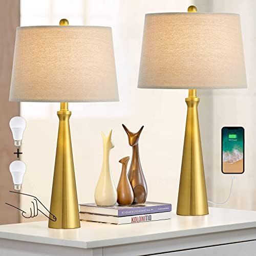 Oneach 3-Way Dimmable Touch Control Modern USB Table Lamp Set of 2 for Living Room Bedroom Bedsid... | Amazon (US)