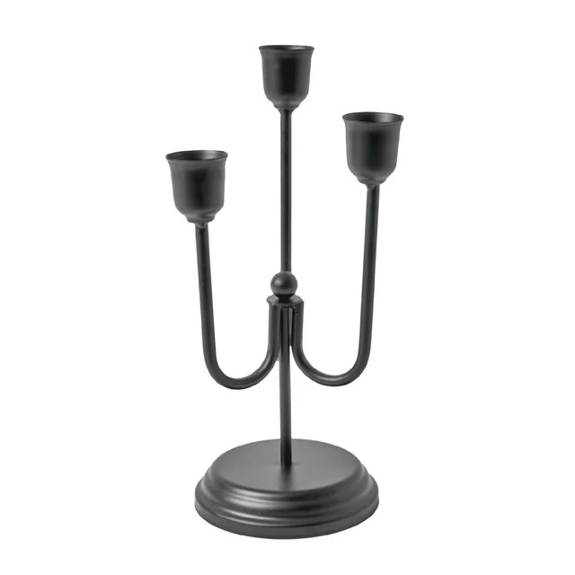 Home Decor Collection 3-Arm Black Metal Taper Candle Holder – Elegant Gothic Decor for Hallowee... | Walmart (US)