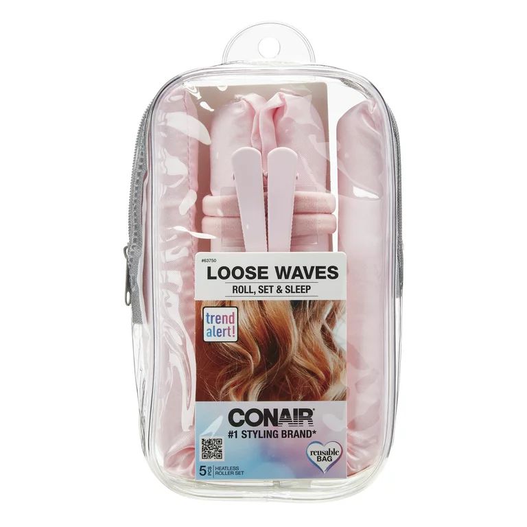 Conair Loose Waves Heatless Satin Foam Soft Twist Large Hair Roller Curling Set, 5 Ct | Walmart (US)
