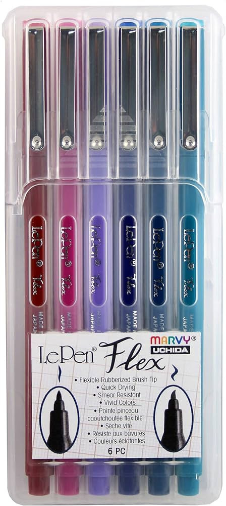UCHIDA LePen Porous Point Pen, Magenta, Amethyst, Navy, Burgundy, Teal 6 per Set | Amazon (US)