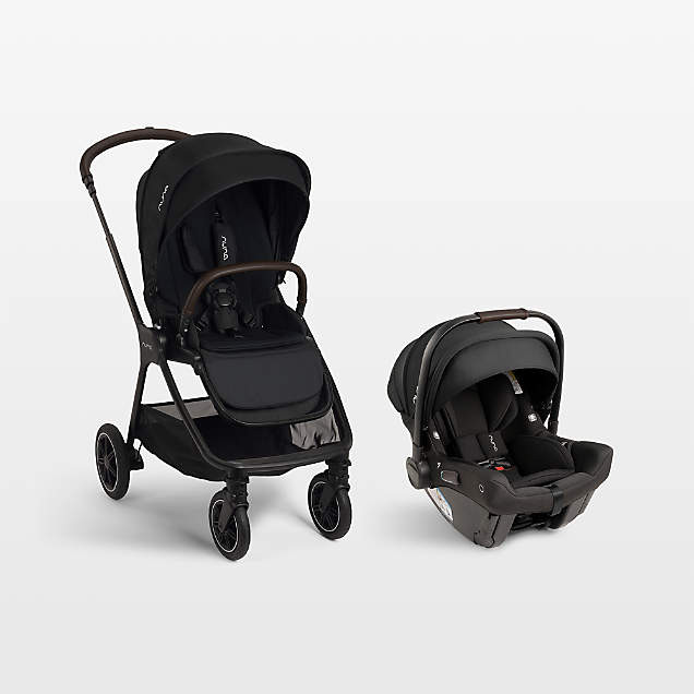 Nuna PIPA Urbn Caviar/Cognac Black Baseless Baby Car Seat + TRIV lx Stroller Travel System | Crat... | Crate & Barrel