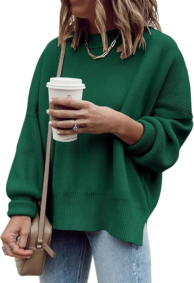 Imily Bela Womens Oversized Tunic Sweaters Fall Slouchy Long Sleeve Ribbed Knit Side Slit Pullove... | Amazon (US)