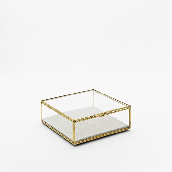 Golden Glass Shadow Box, Gold, Small Square | West Elm (US)
