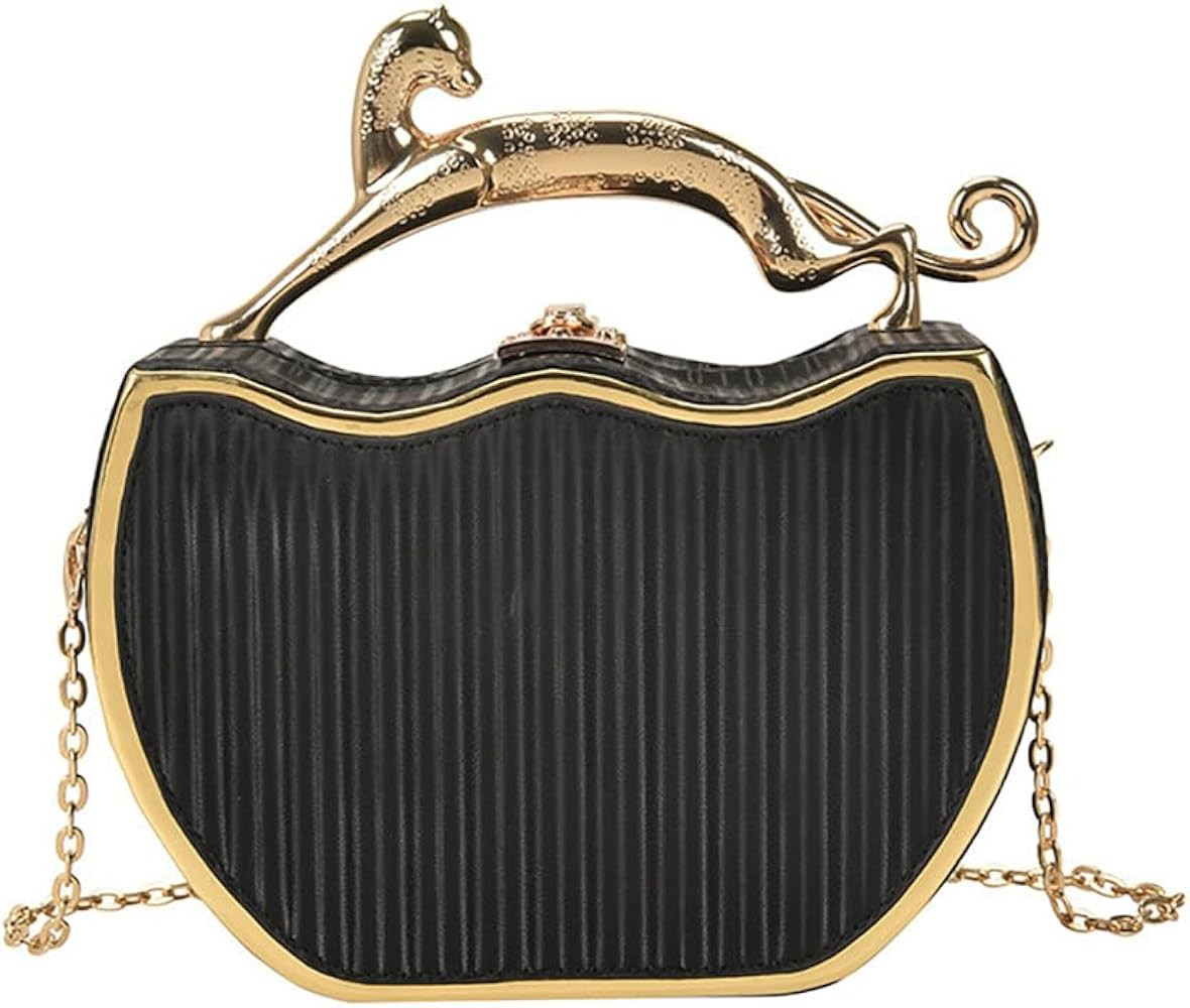 Women's Retro Metal Handbag Box Purse, Fashion Sewing Chain Shoulder Bag, PU Lightweight Phnom Pe... | Amazon (US)