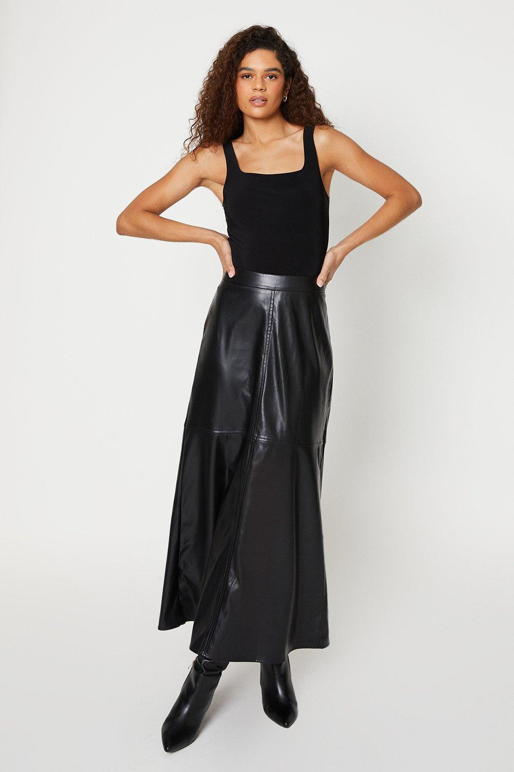 Skirts | Tall Faux Leather Midaxi A Line Skirt | Dorothy Perkins | Debenhams UK