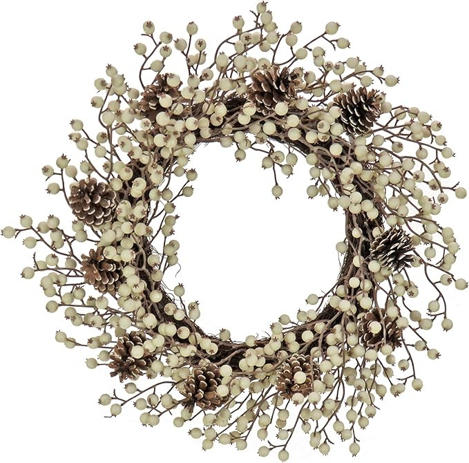 HGTV Home Collection Unlit Artificial Christmas Wreath, Clusters of Long Stemmed Berries, Woven B... | Amazon (US)