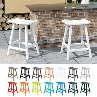 Laguna 24" All-Weather Resistant Outdoor Patio Bar Stool (Set of 2) - Black | Bed Bath & Beyond